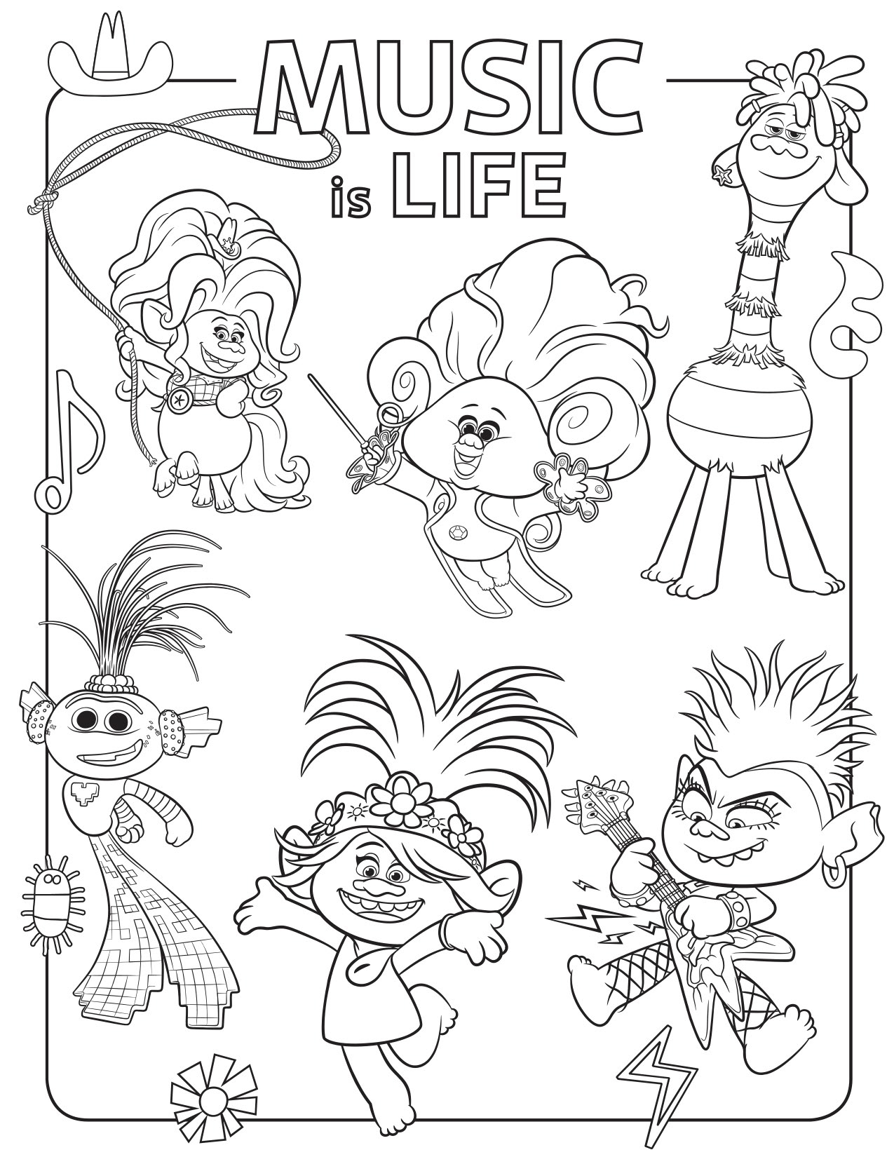 Trolls World Tour Coloring Pages YouLoveIt