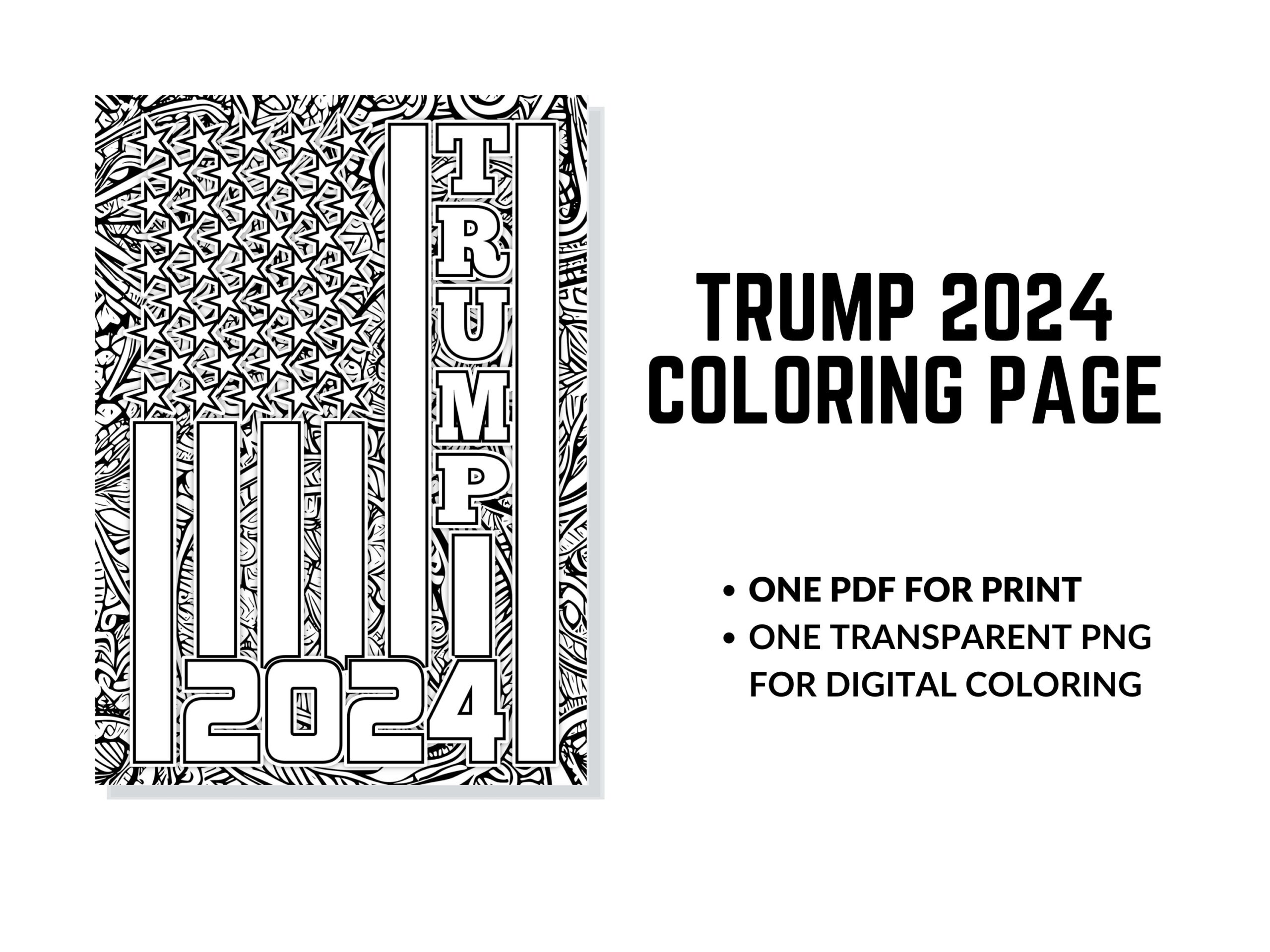 Trump 2024 Coloring Page Instant Download Etsy