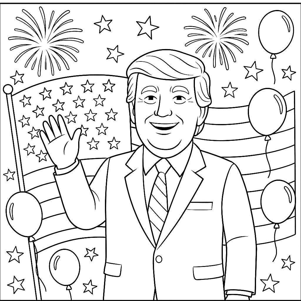 Trump Coloring Book Patriotic Coloring Pages 4th Of July Kids Activity Donald Trump Printables USA President Coloring Book Etsy Canada