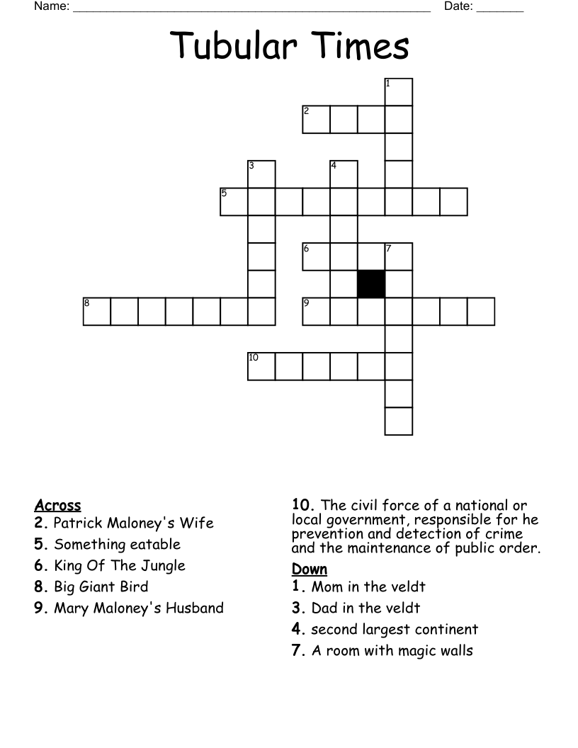 Tubular Times Crossword WordMint
