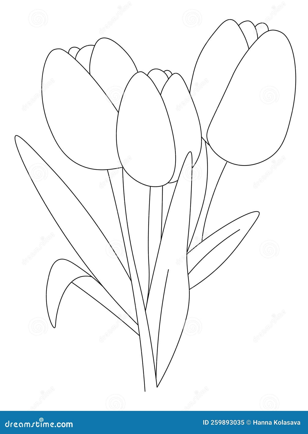 Tulip Coloring Page For Kids Stock Vector Illustration Of Children Three 259893035 Tulip Coloring Page For Kids Stock Vector Illustration Of Children Three 259893035