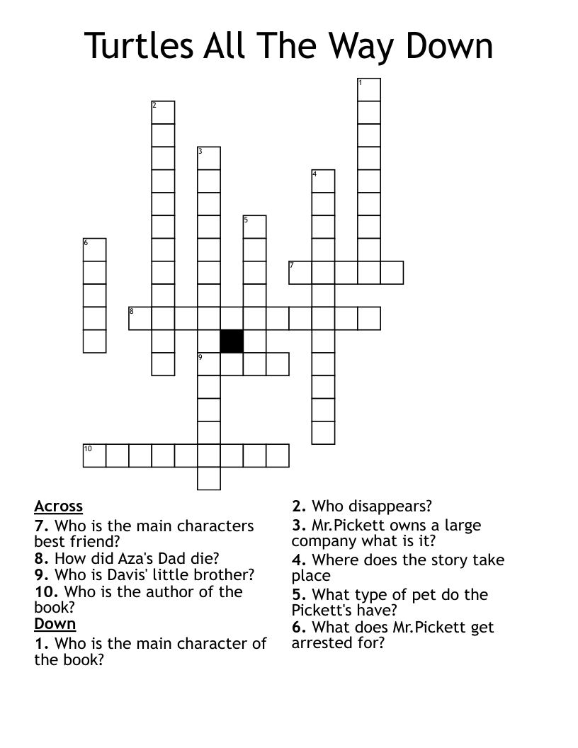 Turtles All The Way Down Crossword WordMint Turtles All The Way Down Crossword WordMint