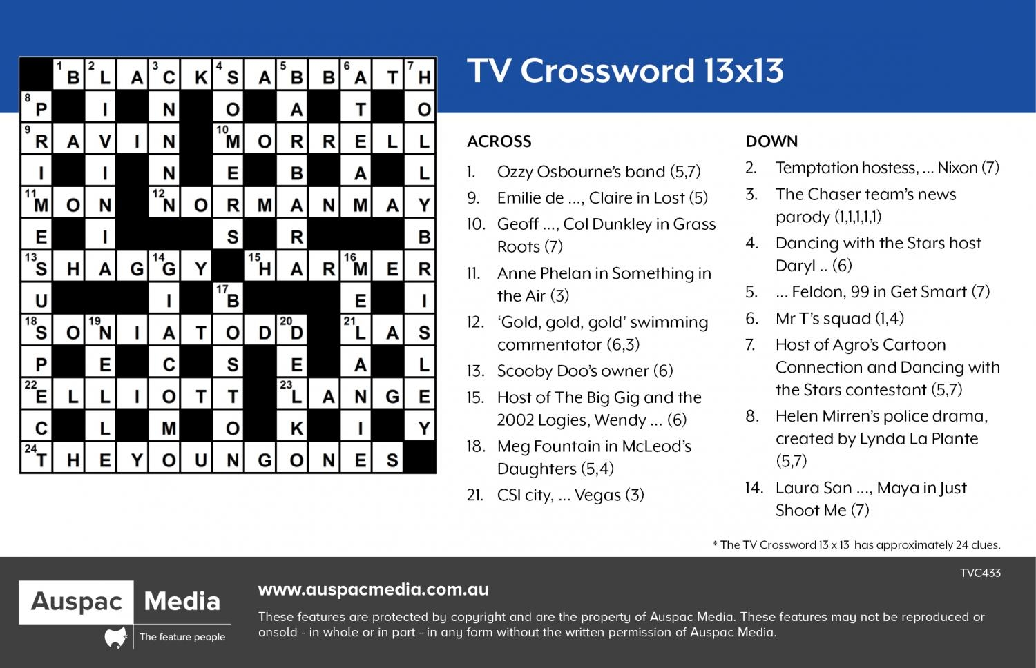 TV Crossword 13x13 TV Crossword 13x13