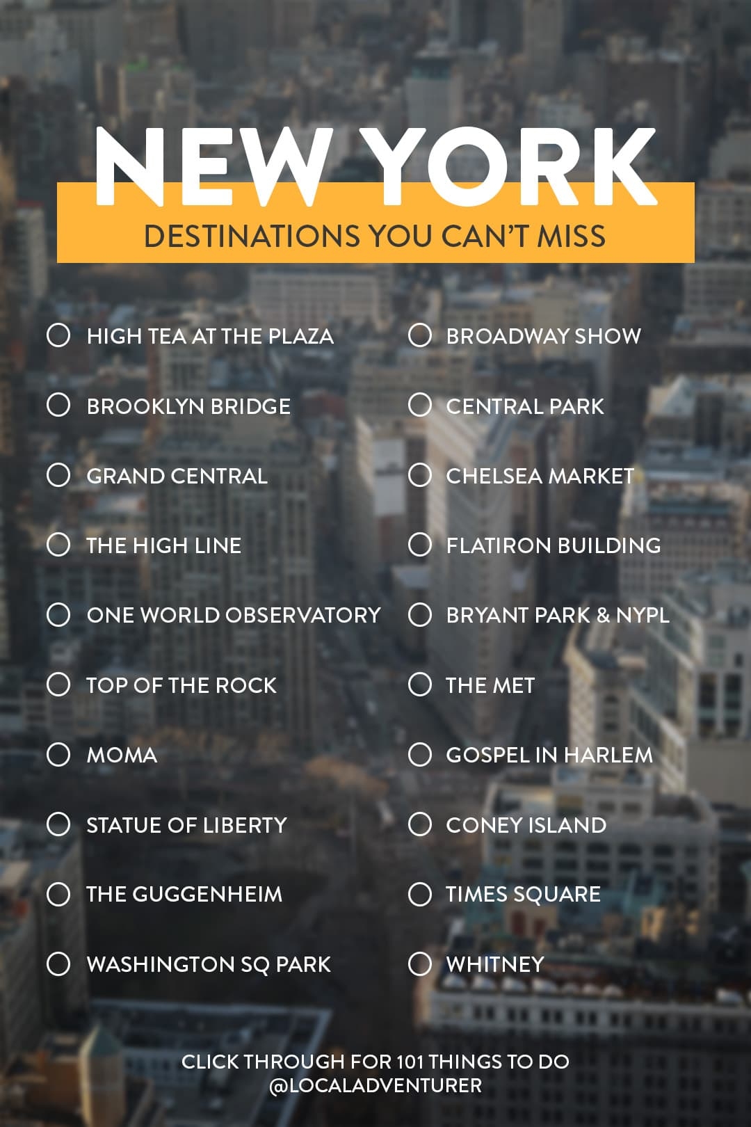 Ultimate New York City Bucket List 101 Things To Do In NYC 