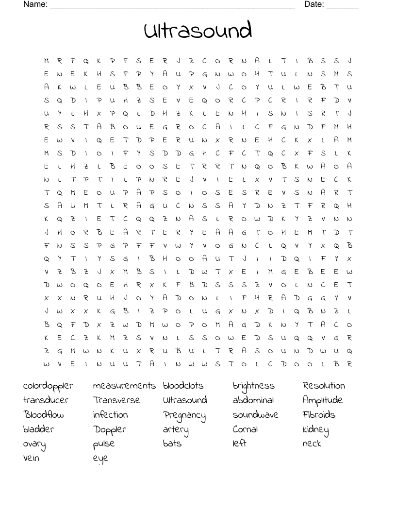 Ultrasound Word Search WordMint