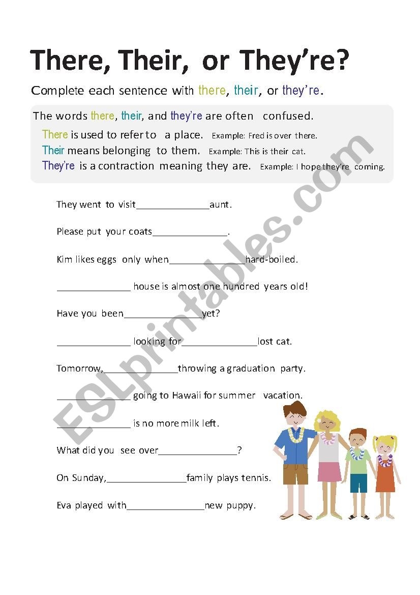 Understanding The Differences Between There Their And They re Worksheet Guide