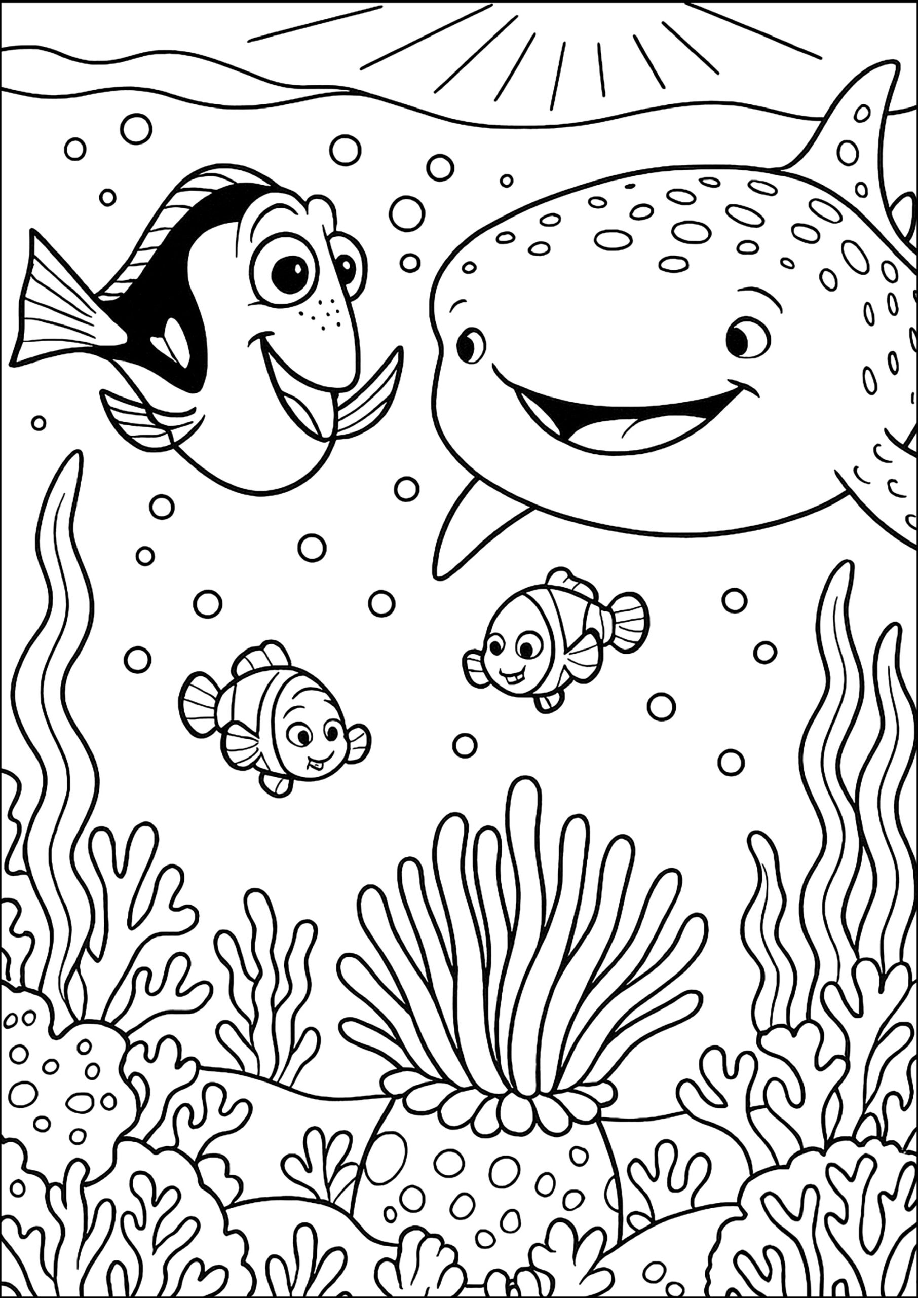 Underwater Encounter Finding Dory Coloring Pages Underwater Encounter Finding Dory Coloring Pages