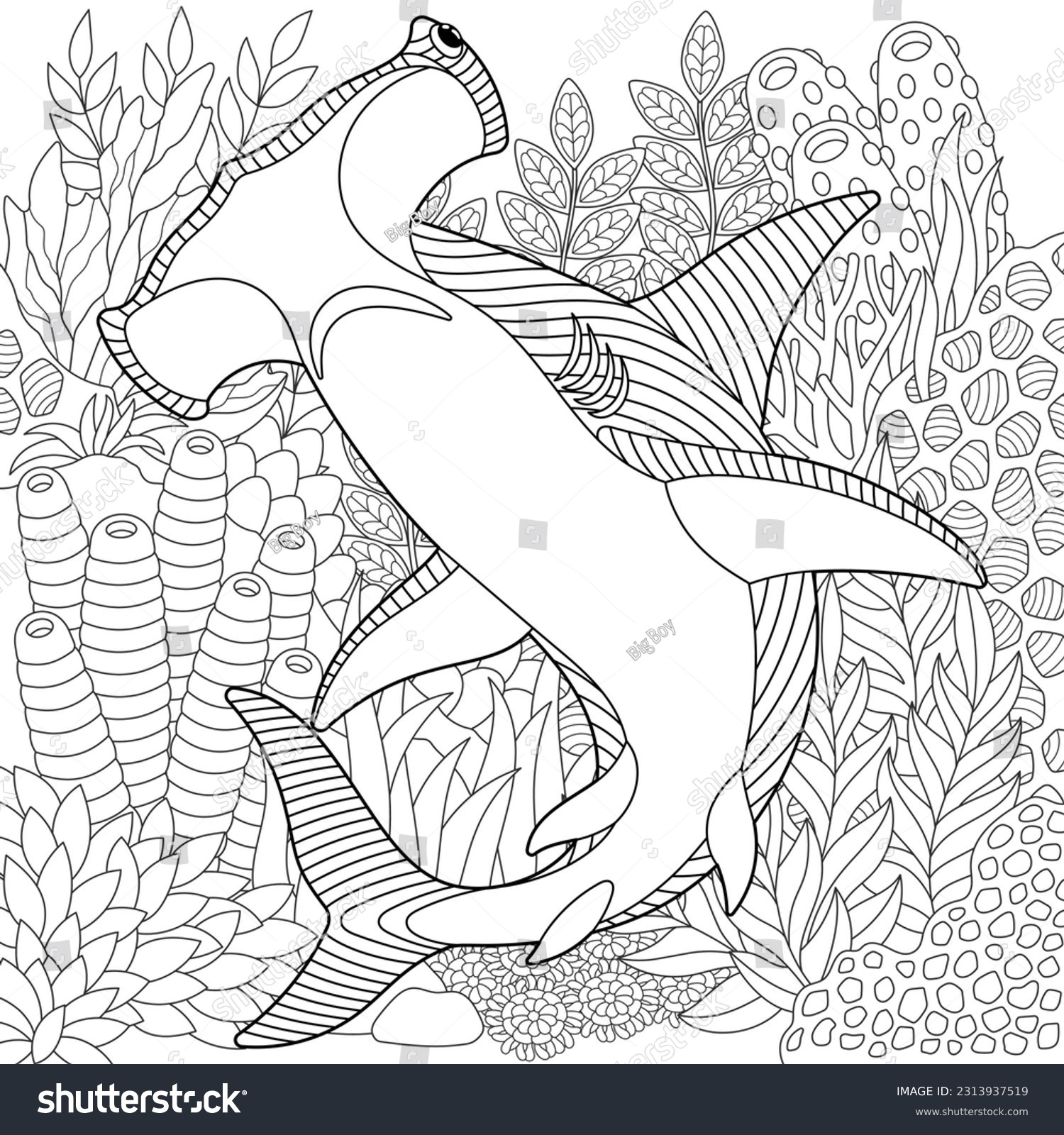 shark coloring book pages