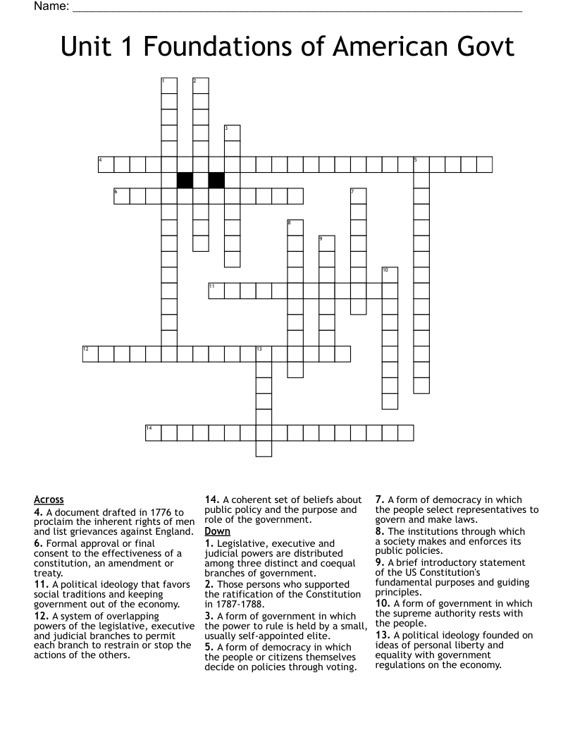 Unit 1 Foundations Of American Govt Crossword WordMint Unit 1 Foundations Of American Govt Crossword WordMint