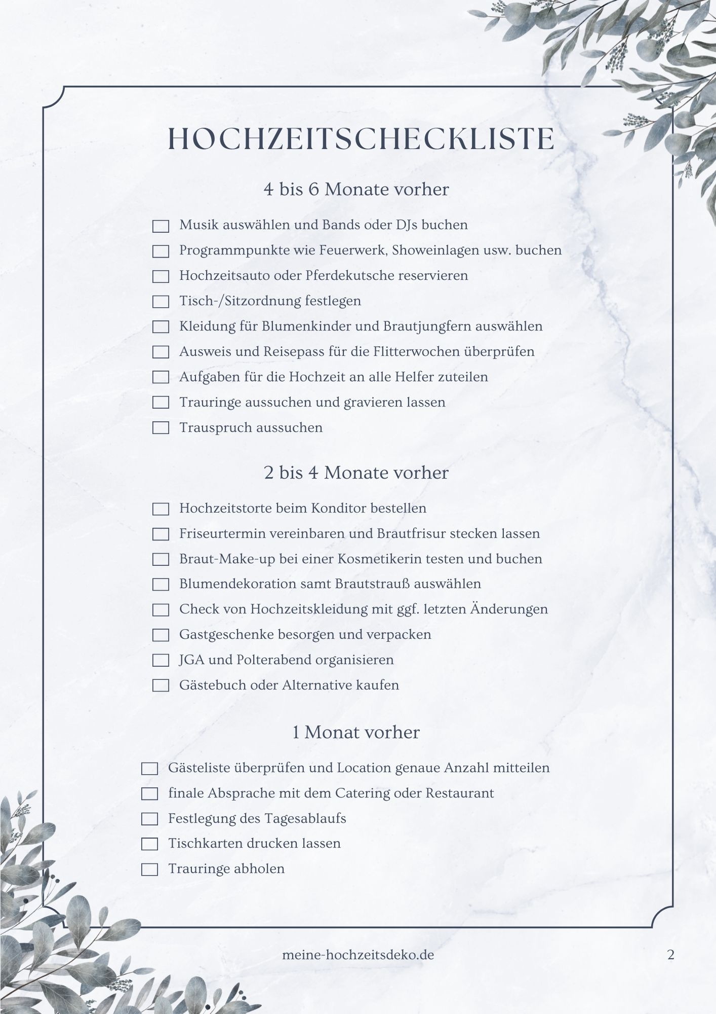 Unsere Hochzeitscheckliste Als PDF Zum Download