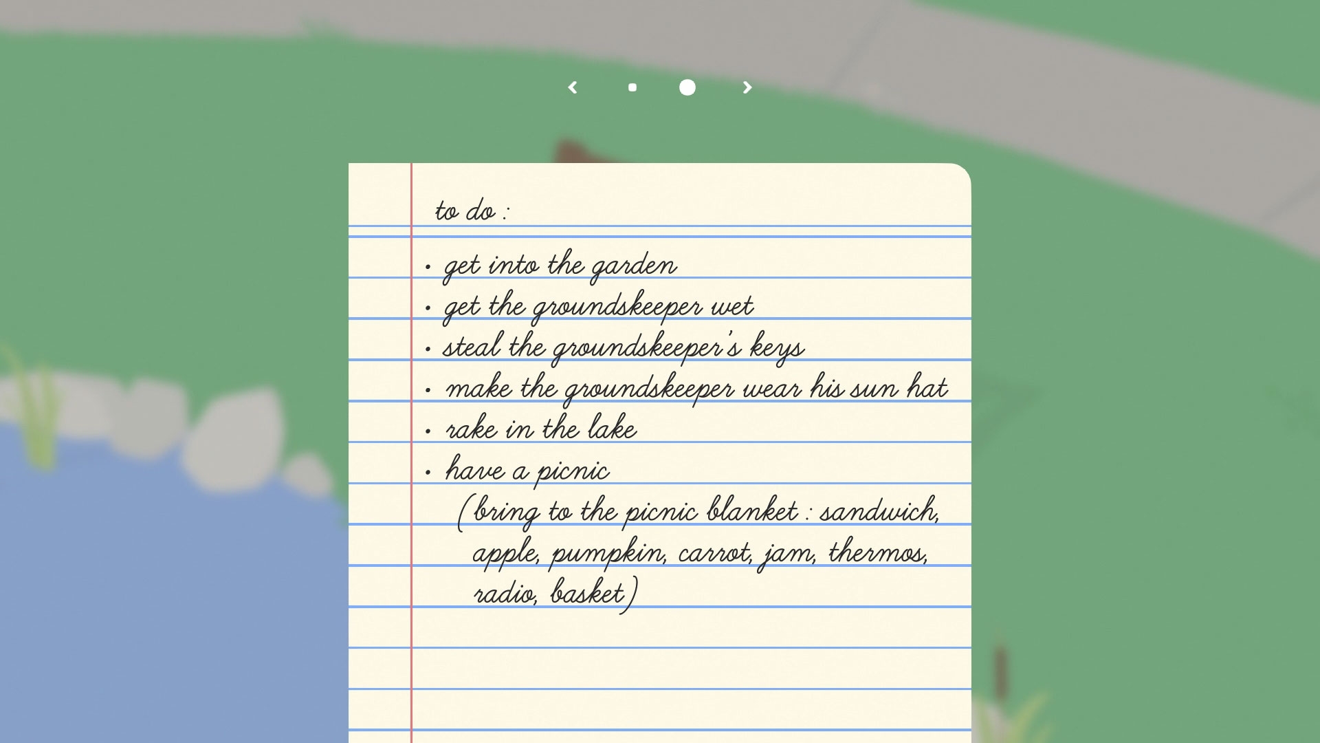 untitled goose game to do list