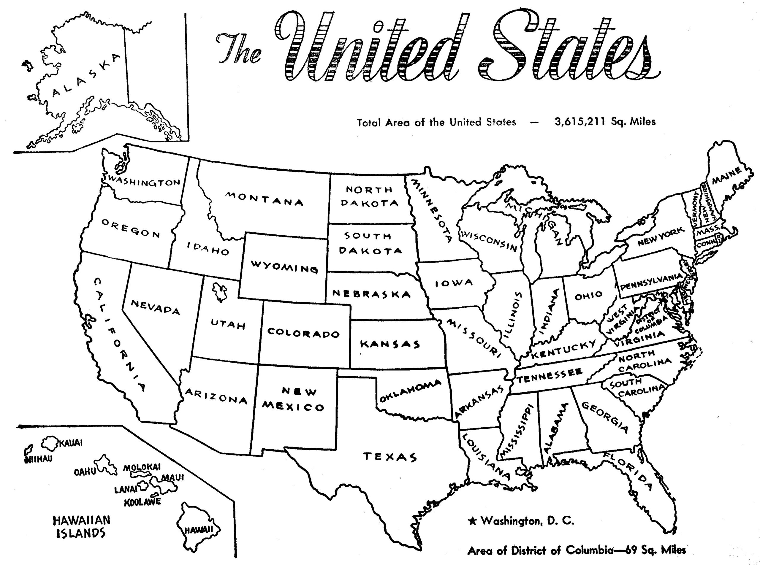 map of united states coloring page