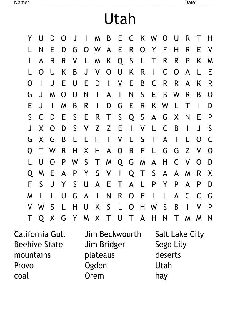 utah city crossword puzzle clue