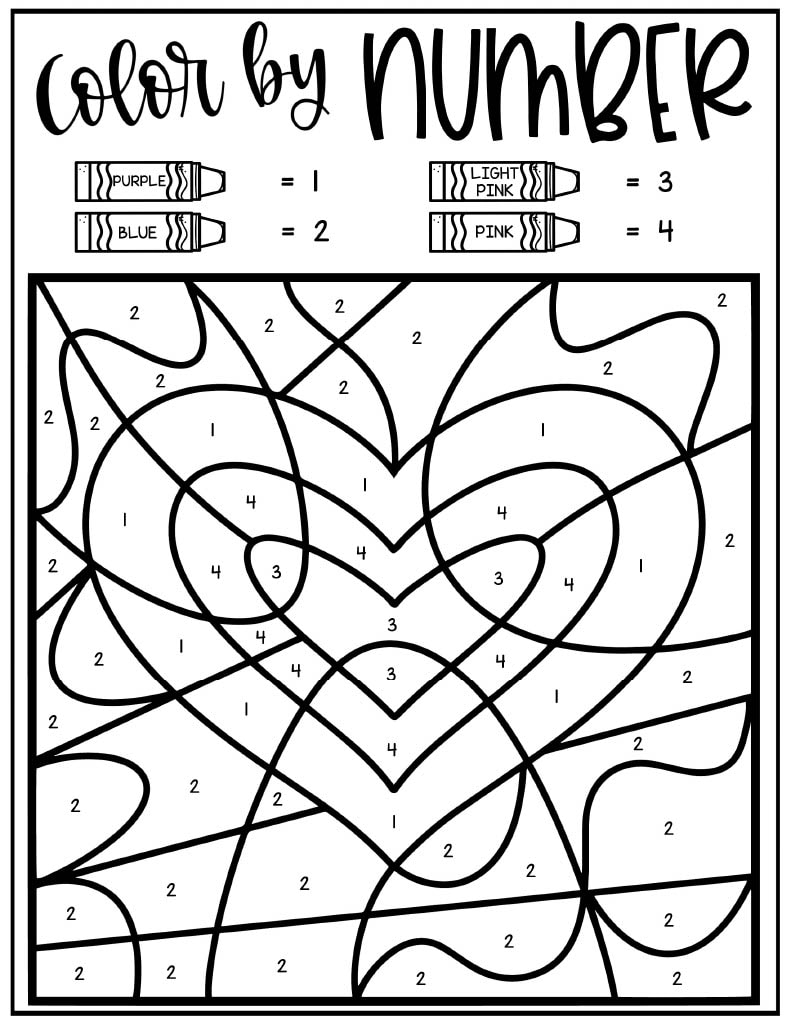 Valentine s Day Color By Number Kids Activity Zone Valentine s Day Color By Number Kids Activity Zone