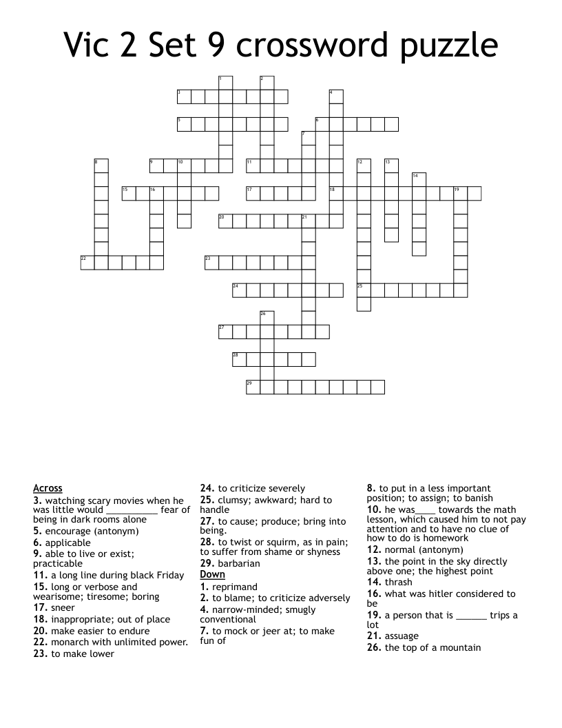 Vic 2 Set 9 Crossword Puzzle WordMint