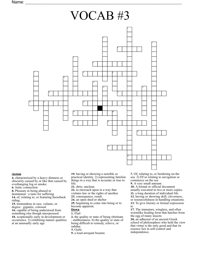 VOCAB 3 Crossword WordMint