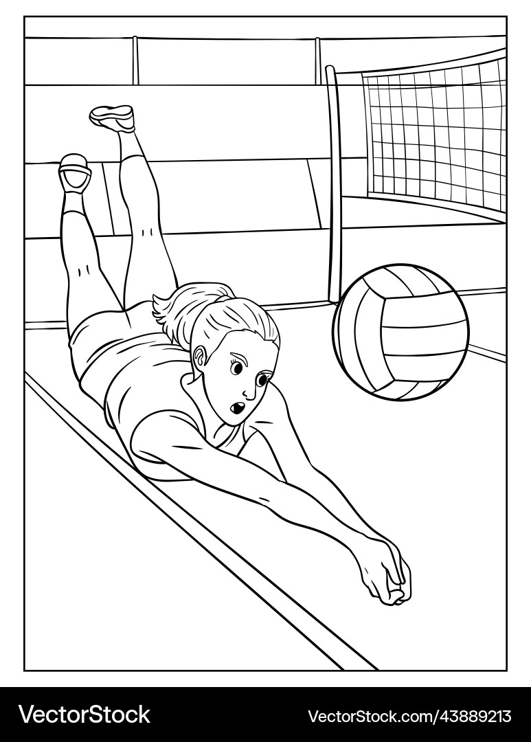Volleyball Coloring Page For Kids Royalty Free Vector VectorStock Volleyball Coloring Page For Kids Royalty Free Vector VectorStock