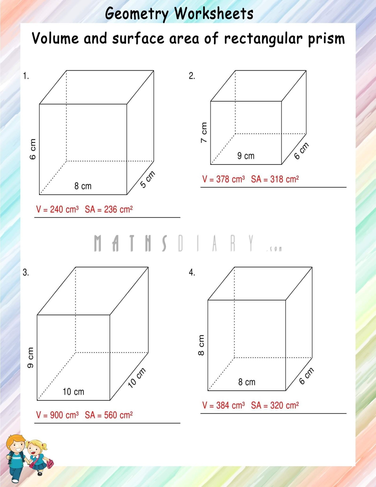 Volume And Surface Area Of Rectangular Prisms Math Worksheets MathsDiary Volume And Surface Area Of Rectangular Prisms Math Worksheets MathsDiary