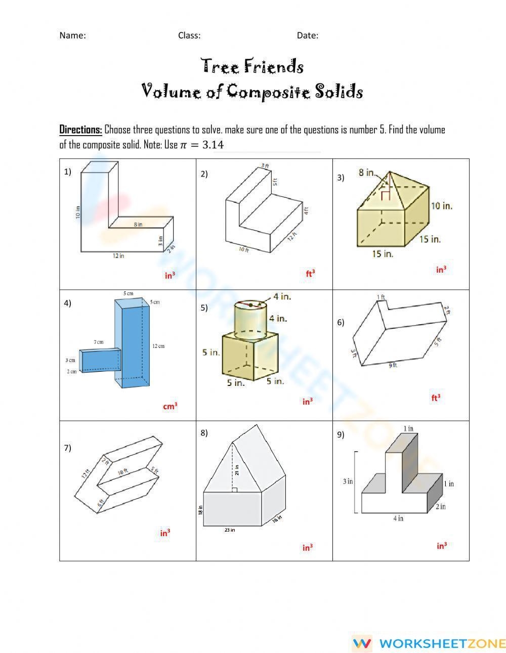 Volume Of Composite Figures Worksheet