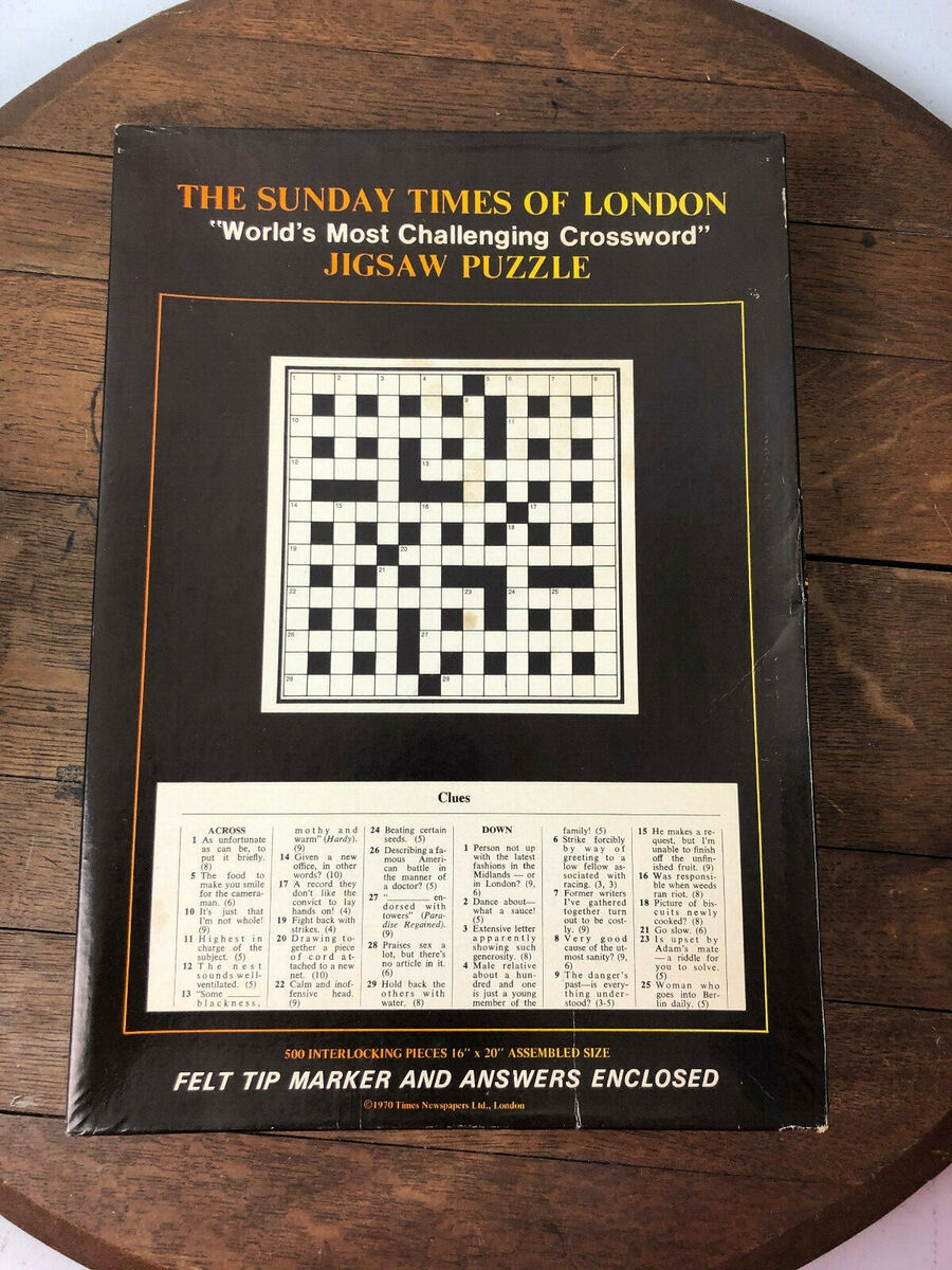 VTG The Sunday Times Of London World s Most Challenging Crossword 500pc Puzzle EBay