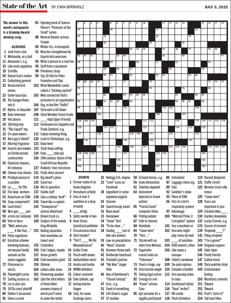 WaPo Meta By Evan Birnholz STATE OF THE ART XWord Muggles Forum