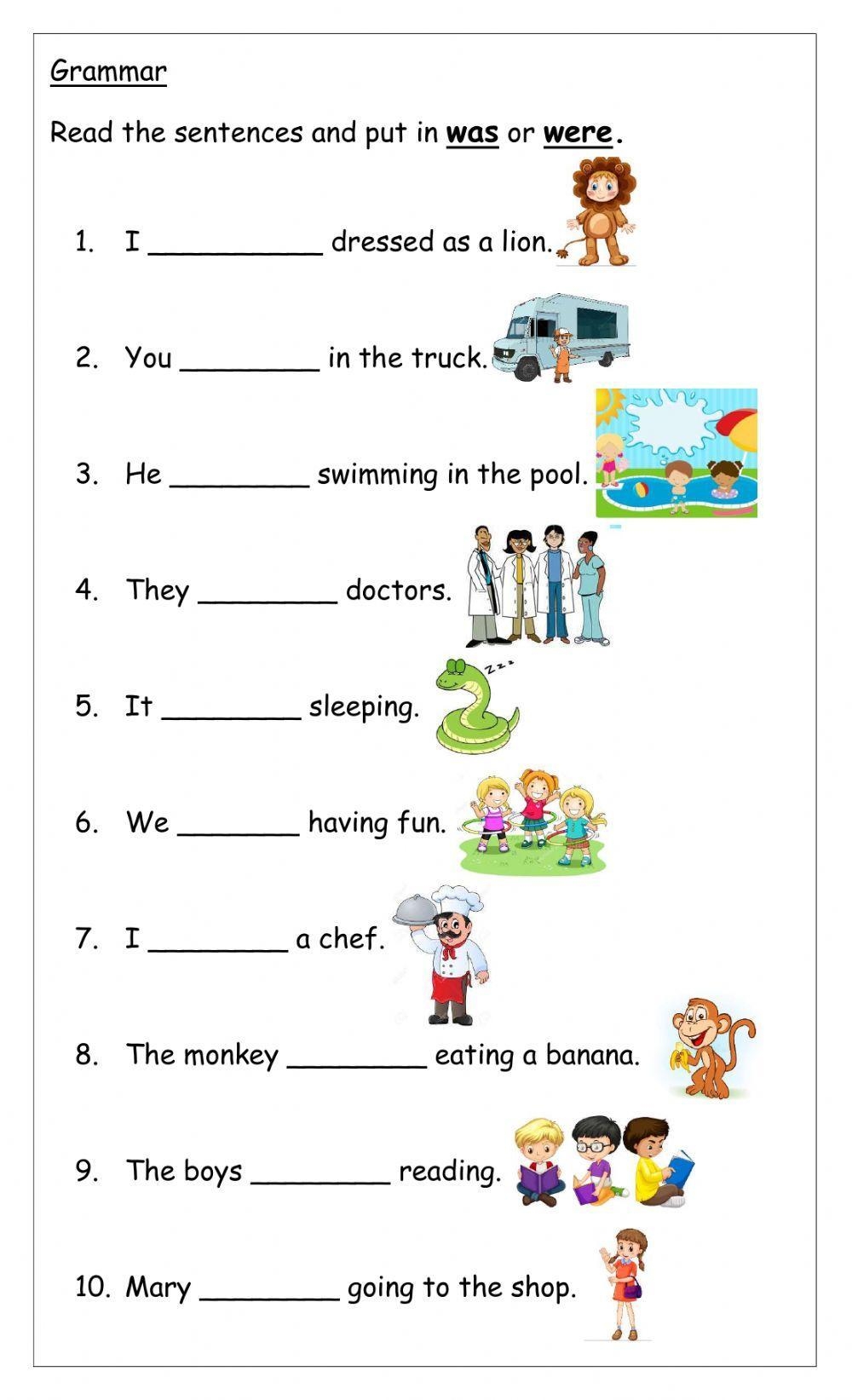 was and were worksheets pdf