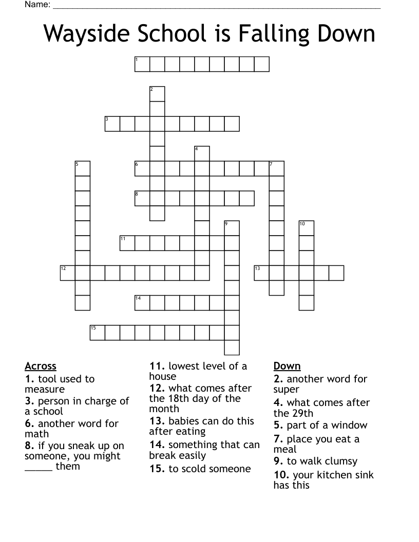 Wayside School Is Falling Down Crossword WordMint