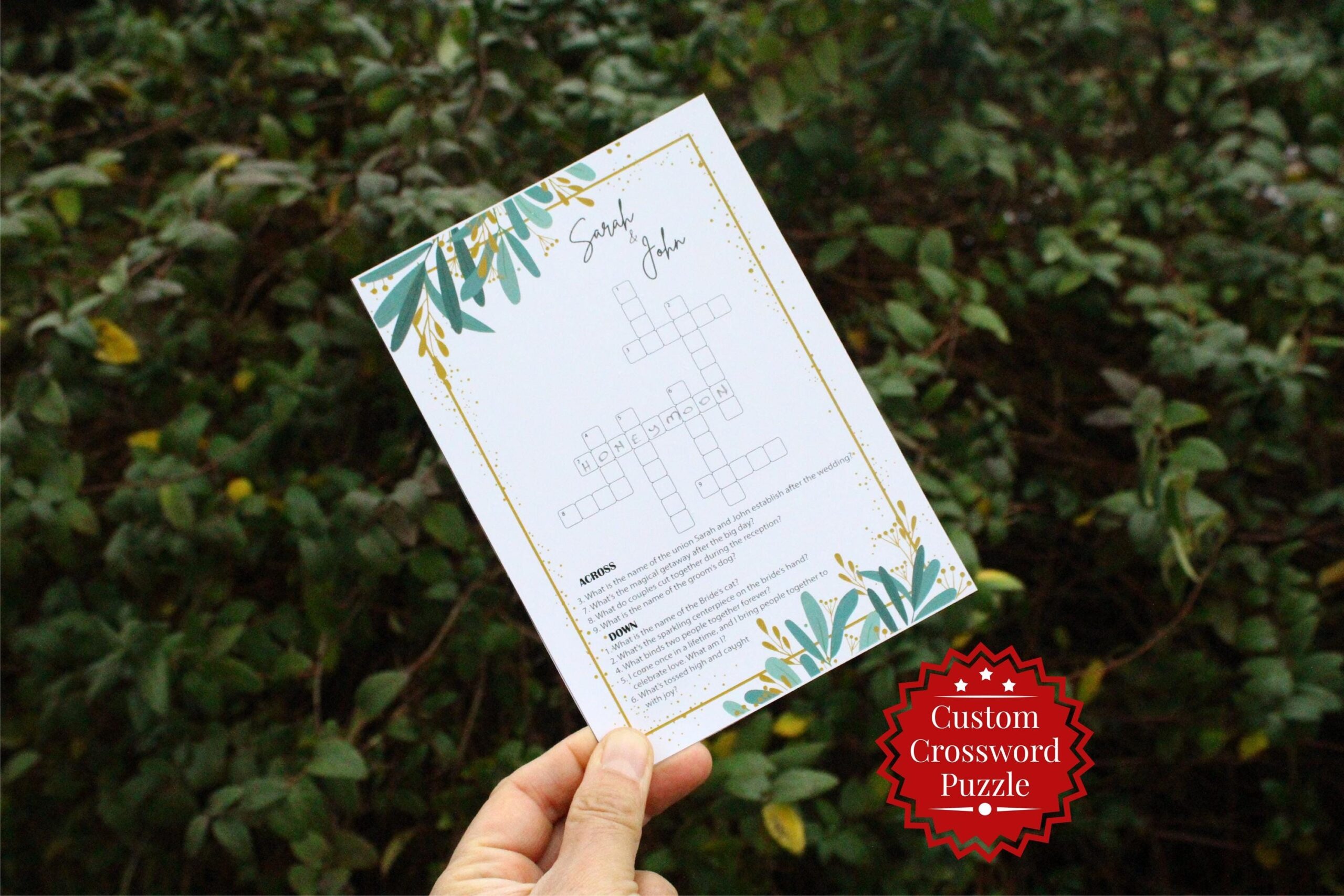 Wedding Favor Crossword Puzzle Party Game Sip And Solve Puzzle Printed Custom Wedding Crossword Puzzle Quiz For Guest Etsy Australia