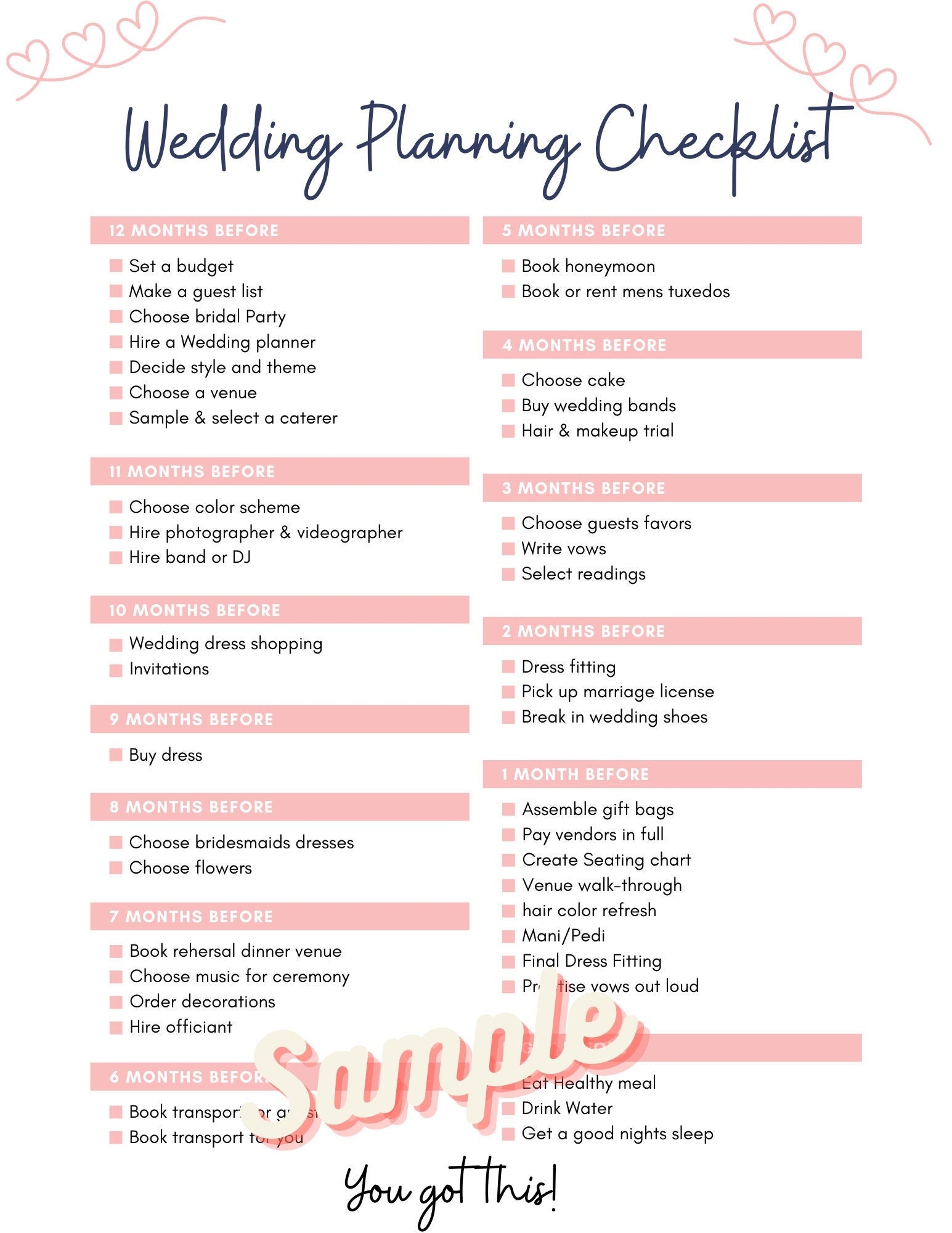 Wedding Planning Checklist Wedding To Do List Wedding Planning List Wedding Checklist Instant Download Wedding Planning Printable Pdf Etsy