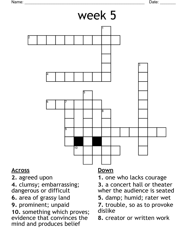 Week 5 Crossword WordMint
