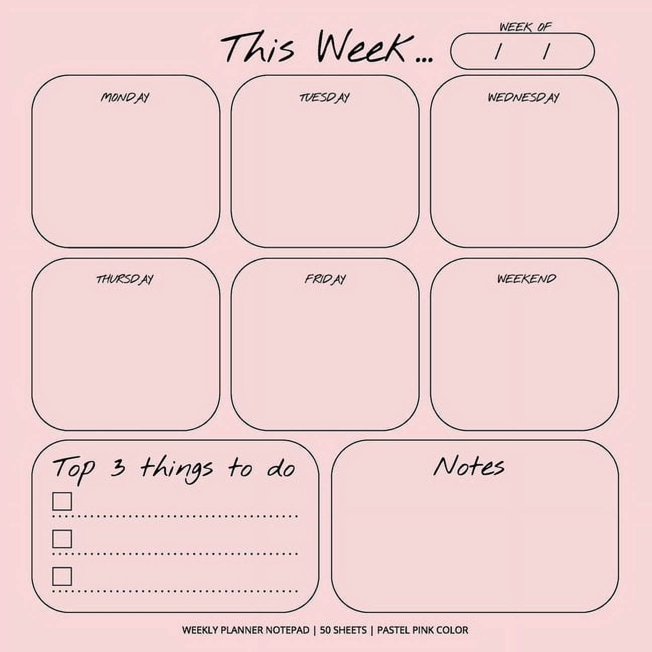 Weekly Planner Notepad Pastel Pink Color To Do List Daily Agenda Organizer Desk Pad 50 Sheets Paperback Walmart