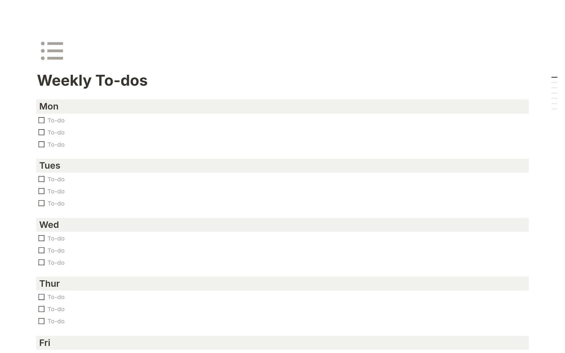 notion weekly to do list