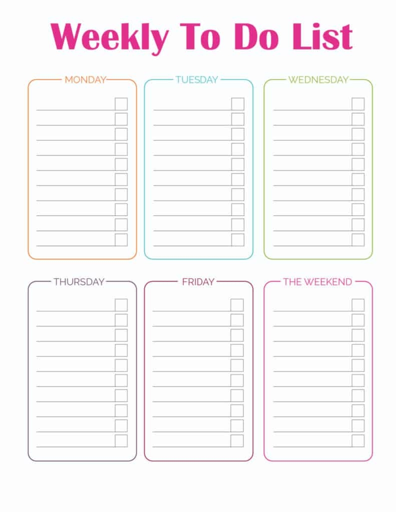 printable weekly to do list template