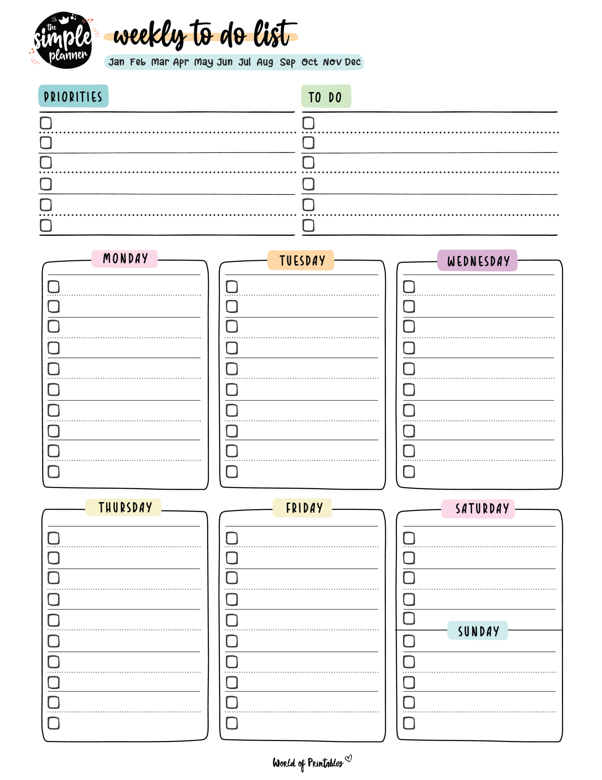 Weekly To Do List Templates World Of Printables