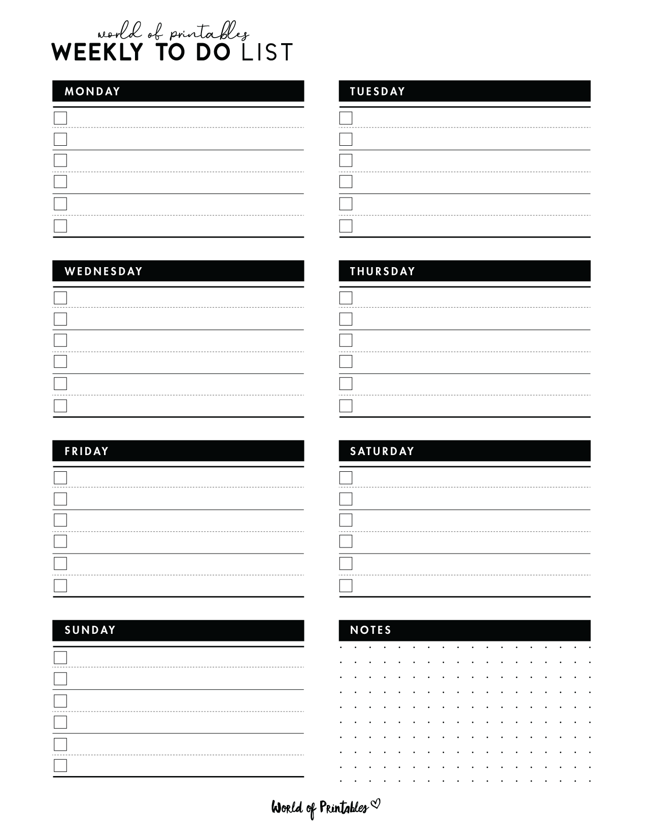 free printable to do list template