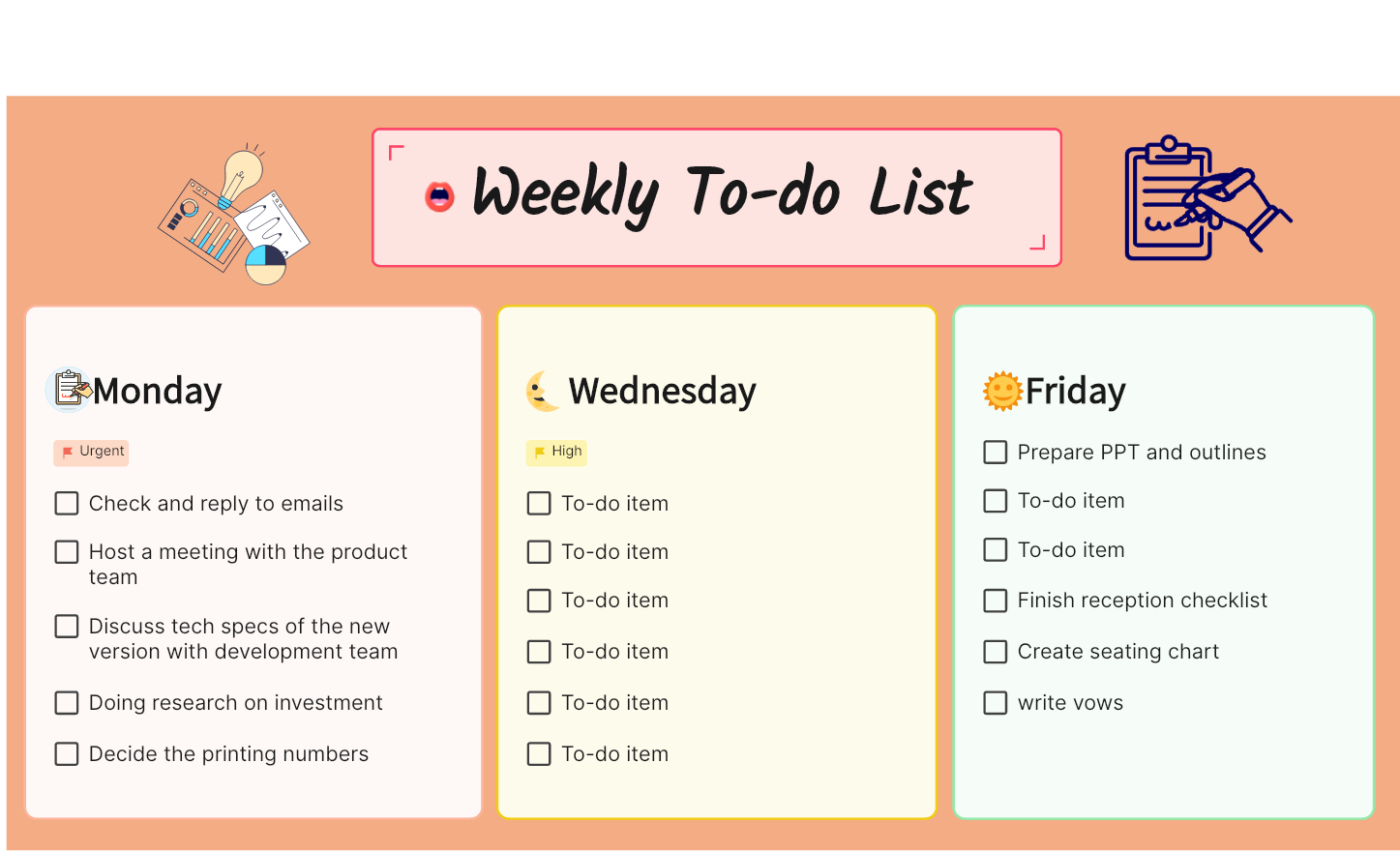 Weekly To do List To Boost Your Productivity Weekly To do List To Boost Your Productivity