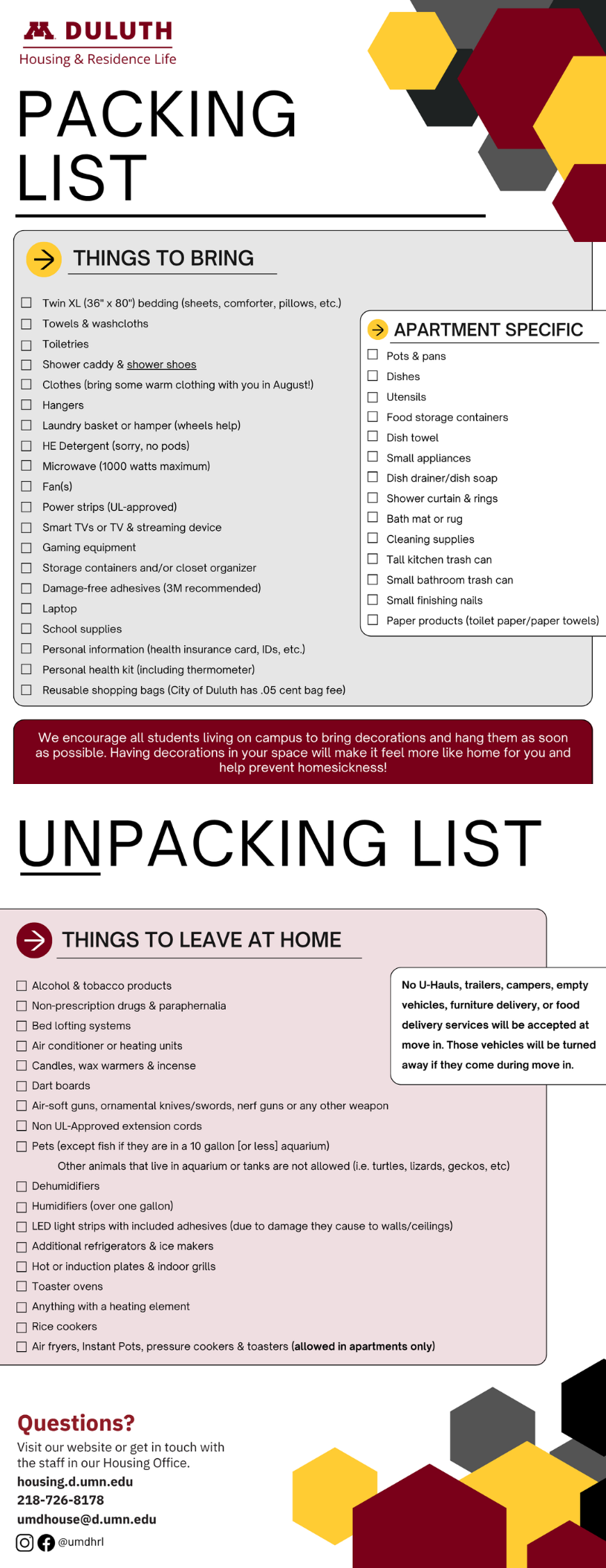 What To Bring Housing Residence Life University Of Minnesota Duluth