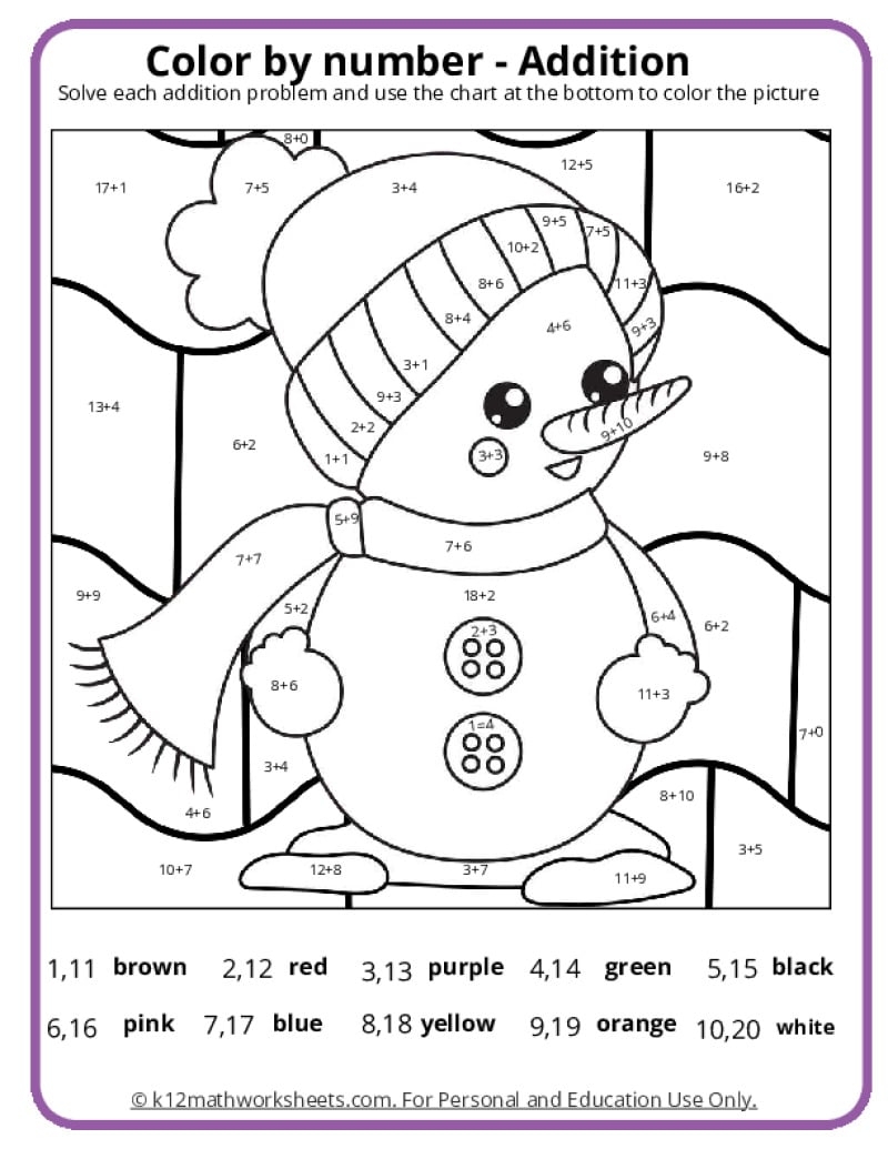 coloring pages with math
