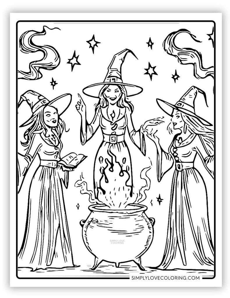 Witch Coloring Pages Free PDF Printables Simply Love Coloring