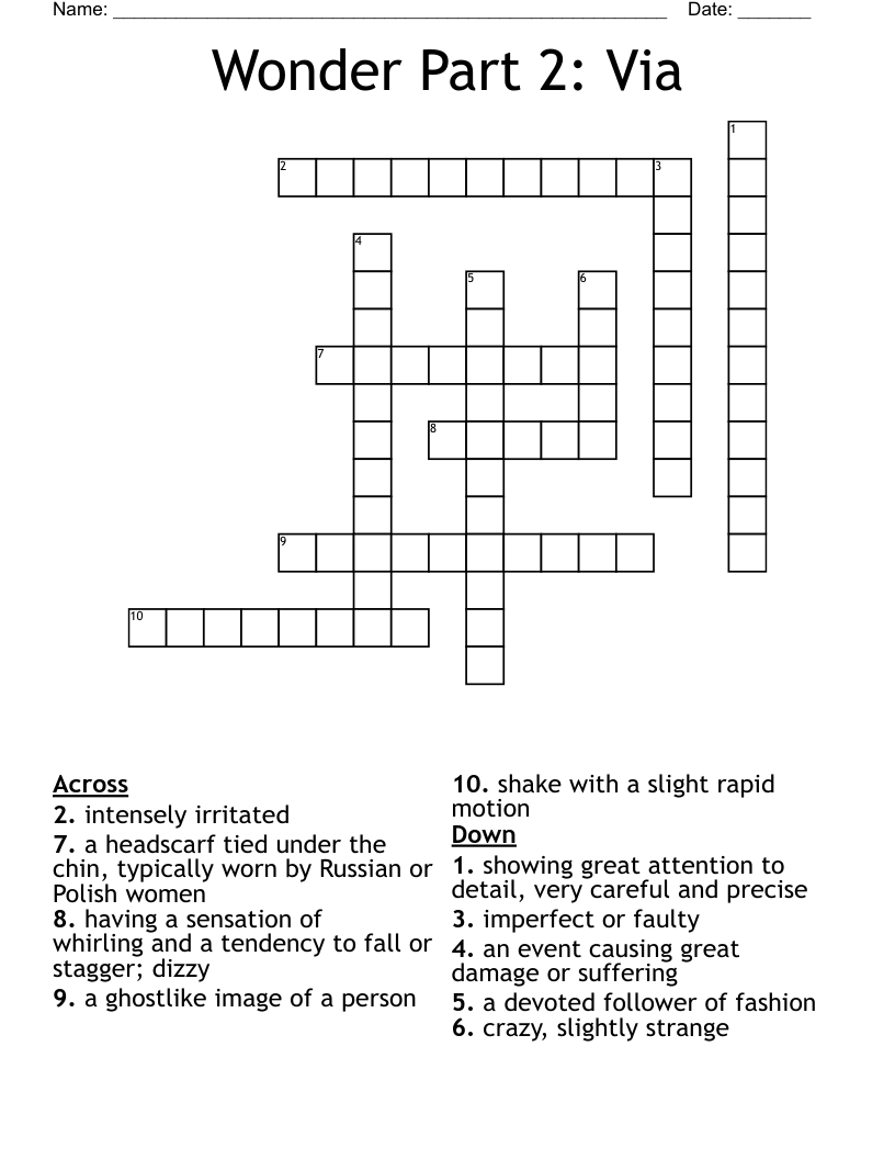 Wonder Part 2 Via Crossword WordMint