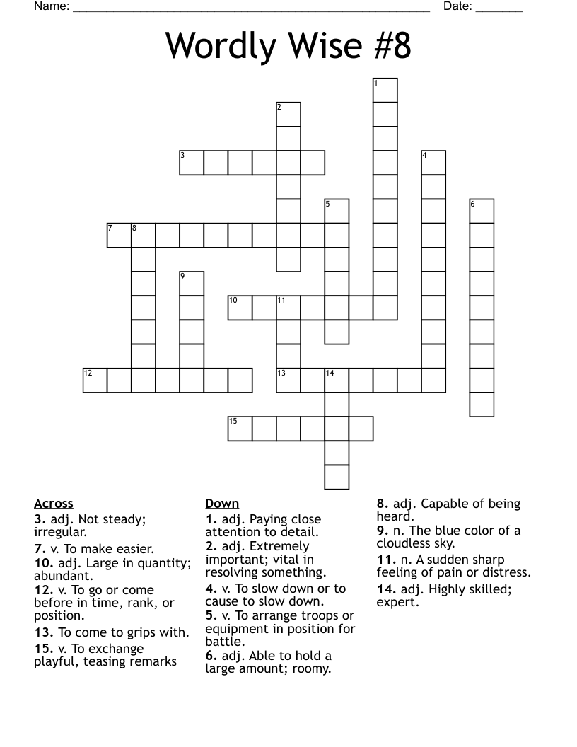 Wordly Wise 8 Crossword WordMint Wordly Wise 8 Crossword WordMint