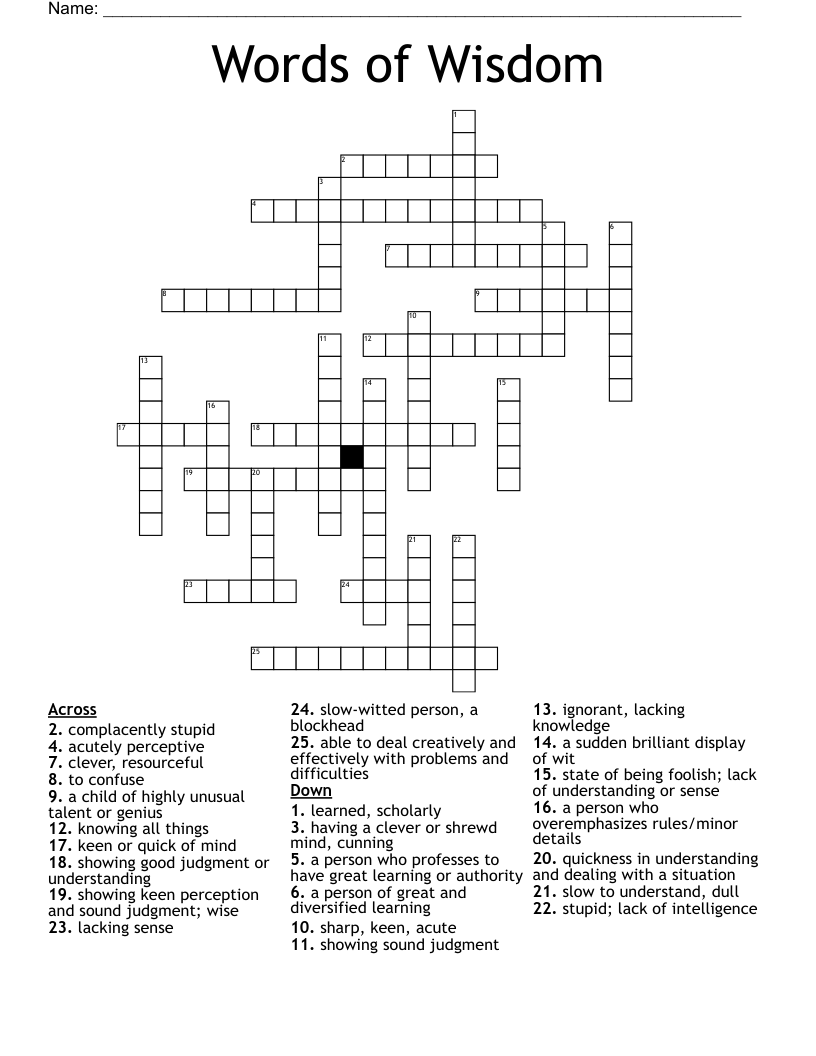 Words Of Wisdom Crossword WordMint Words Of Wisdom Crossword WordMint