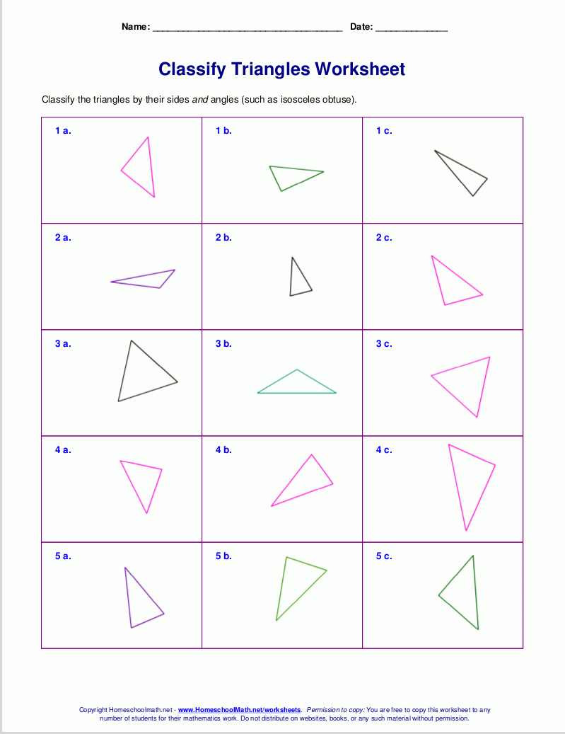 Worksheets For Classifying Triangles By Sides Angles Or Both