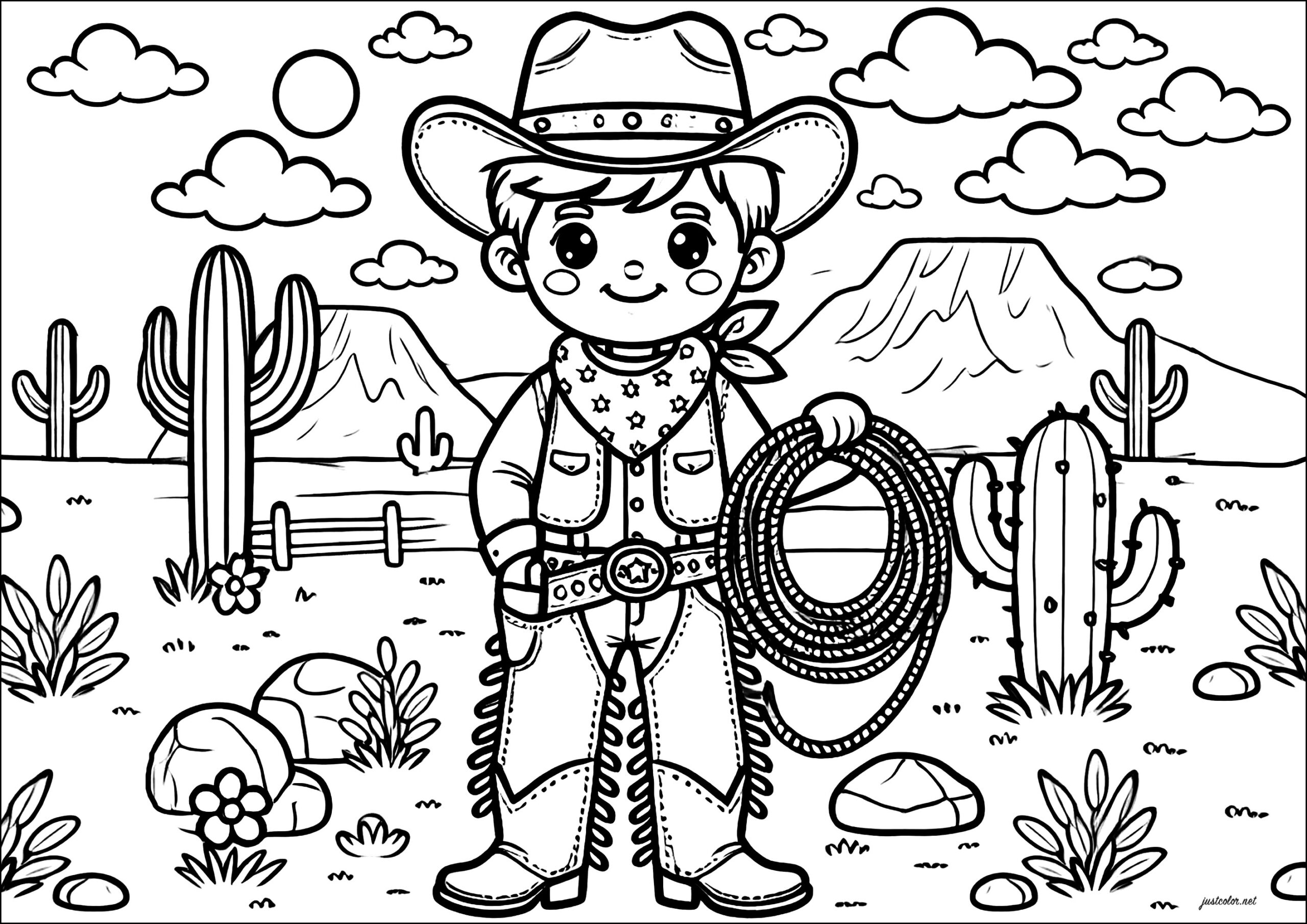 Young Cowboy Of The Wild West Cow boys Coloring Pages