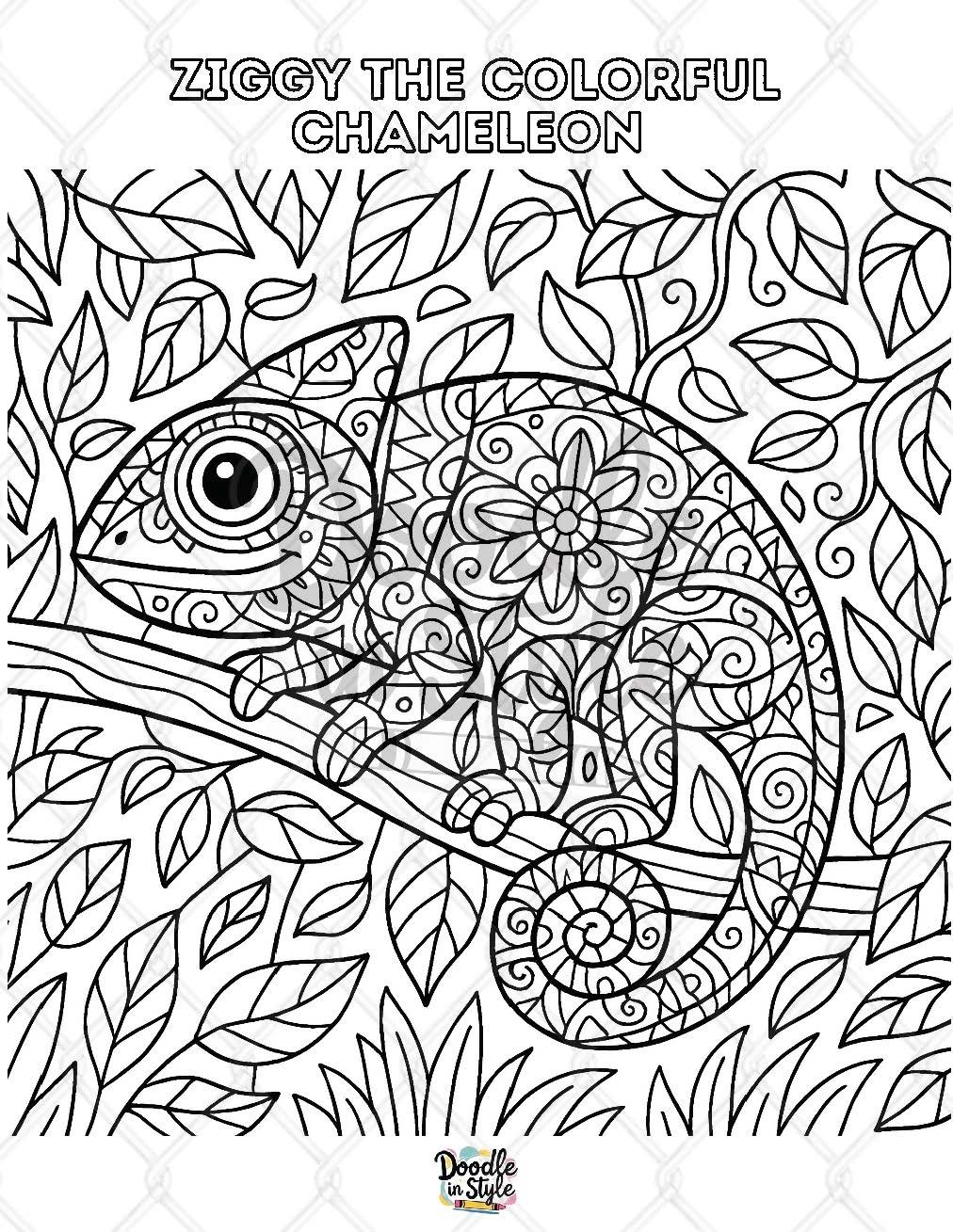 chameleon coloring page