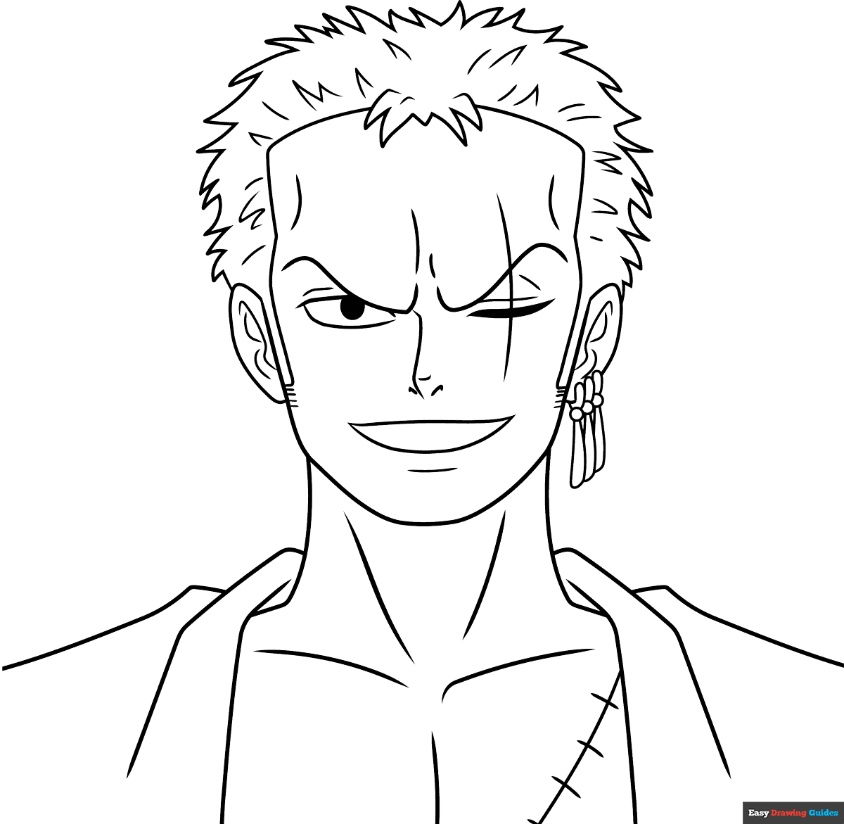 Zoro From One Piece Coloring Page Easy Drawing Guides Zoro From One Piece Coloring Page Easy Drawing Guides